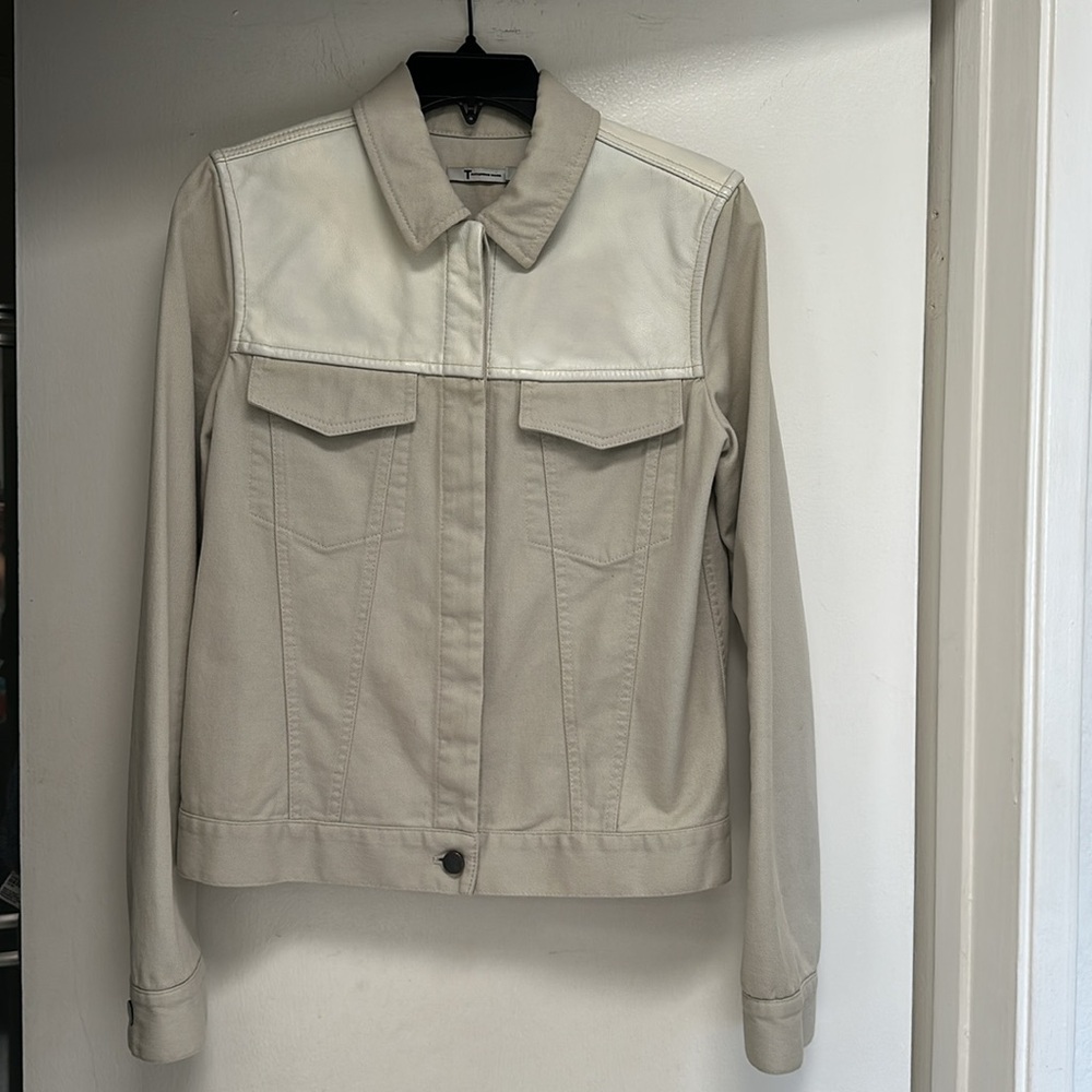 Alexander Wang Women's off white Denim and Leather Jacket - size Small